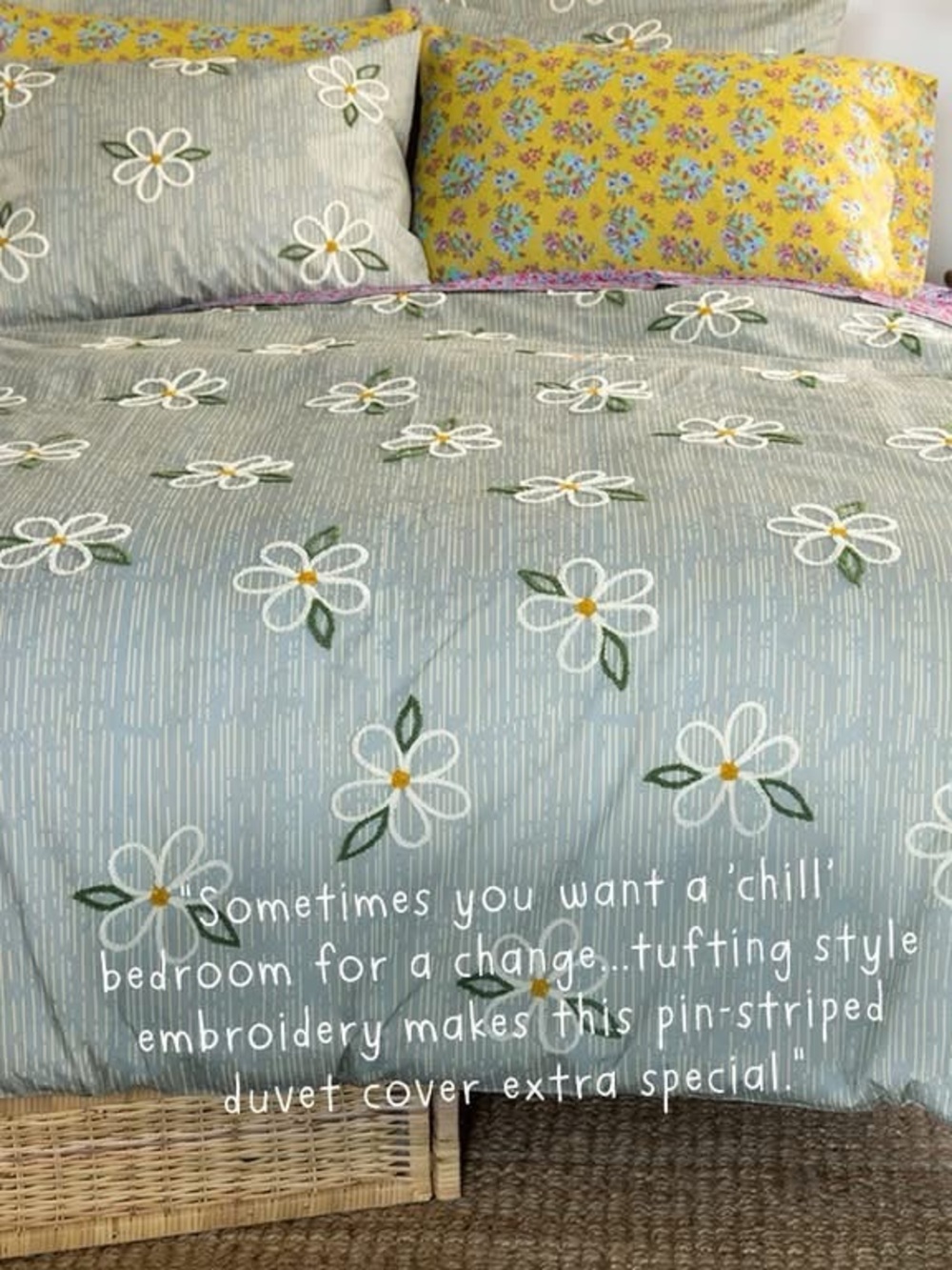 Natural Life King Duvet Cover Tufting Embroidered Floral Boho NWT